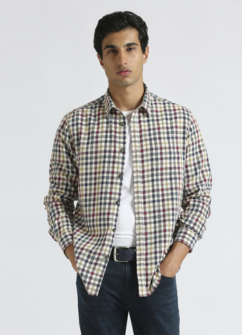 White Checked Full Sleeve Shirt