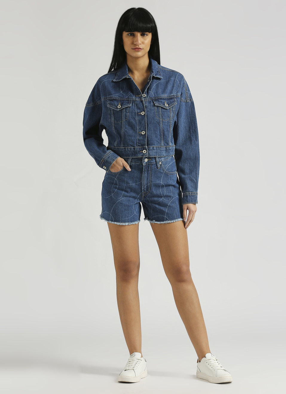 Rachel Blue Regular Fit High Waist Shorts, , large image number 0