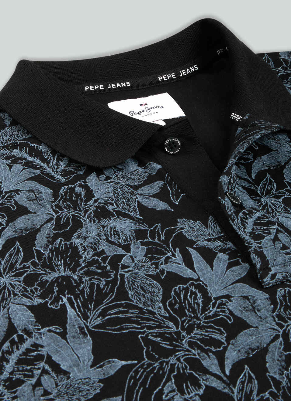 Men Black Printed Polo Collar T-shirt, , large image number 7