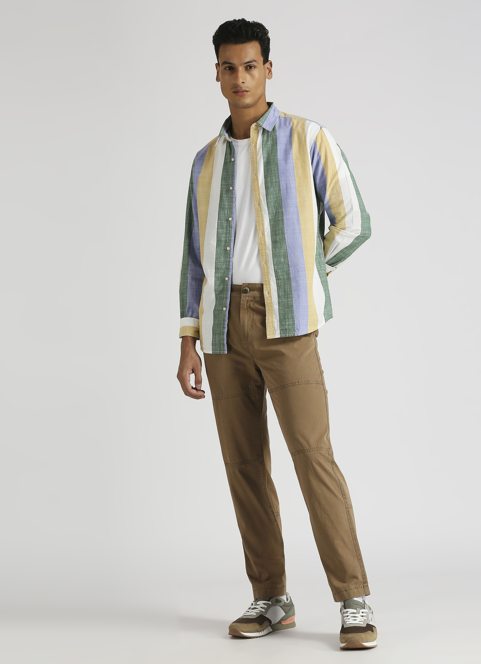 Yellow Broad Stripes Long Sleeve Shirt, , large image number 5