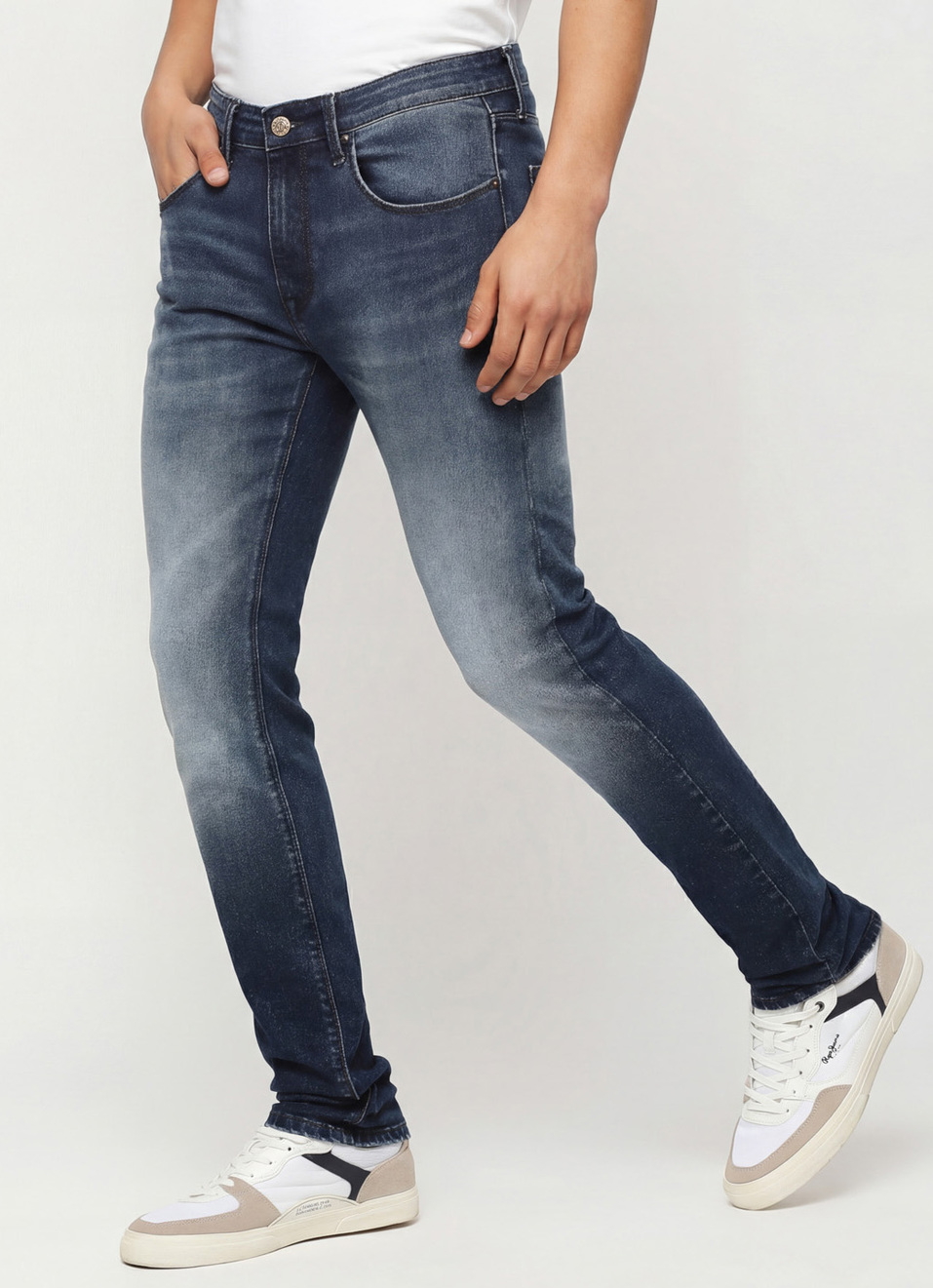 Vapour Dark Blue Mid Rise Slim Fit Jeans, , large image number 0