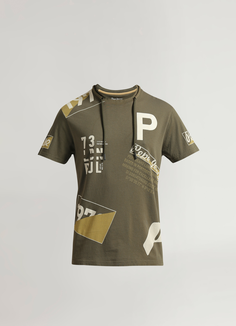 Military Green Typographic Print Short Sleeve T-shirt, , large image number 6