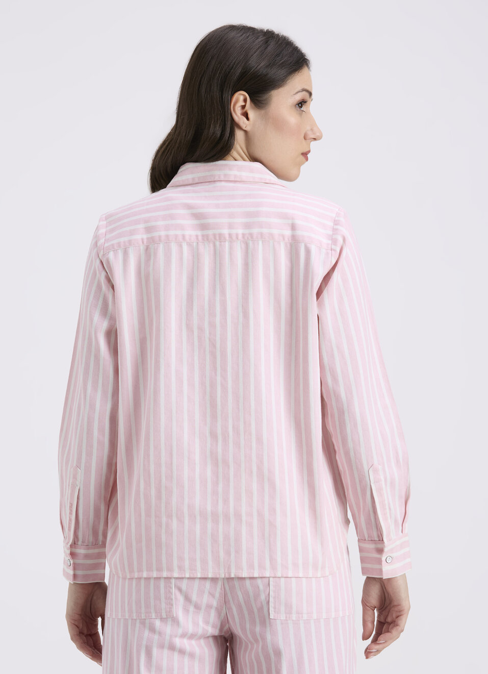 Women Pink Vertical Stripe Full Sleeve Shirt, , large image number 2