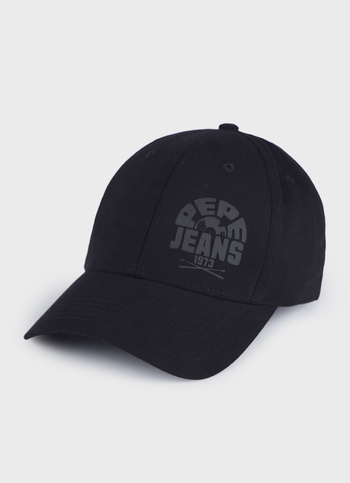 Men Black Baseball Cap With Monochrome Logo