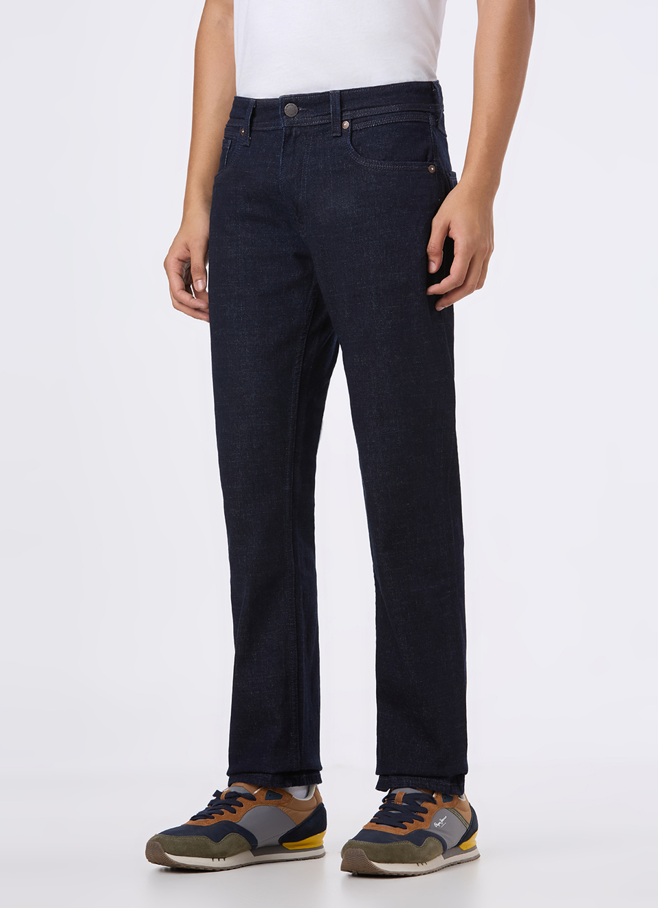Men Blue Mid Rise Straight Fit Stretchable Jeans, , large image number 5