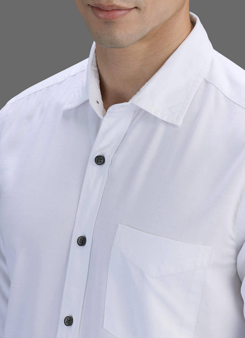 Men White Solid Long Sleeve Shirt, , large image number 1