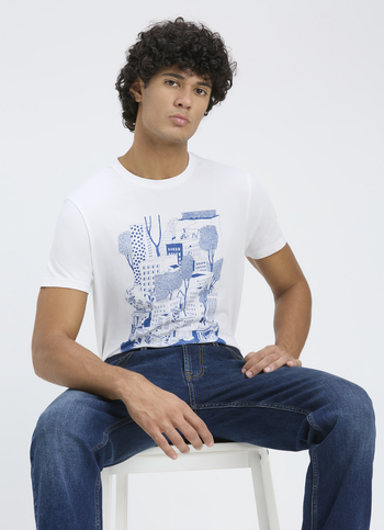 Men White Graphic Print Short Sleeve  T-shirt