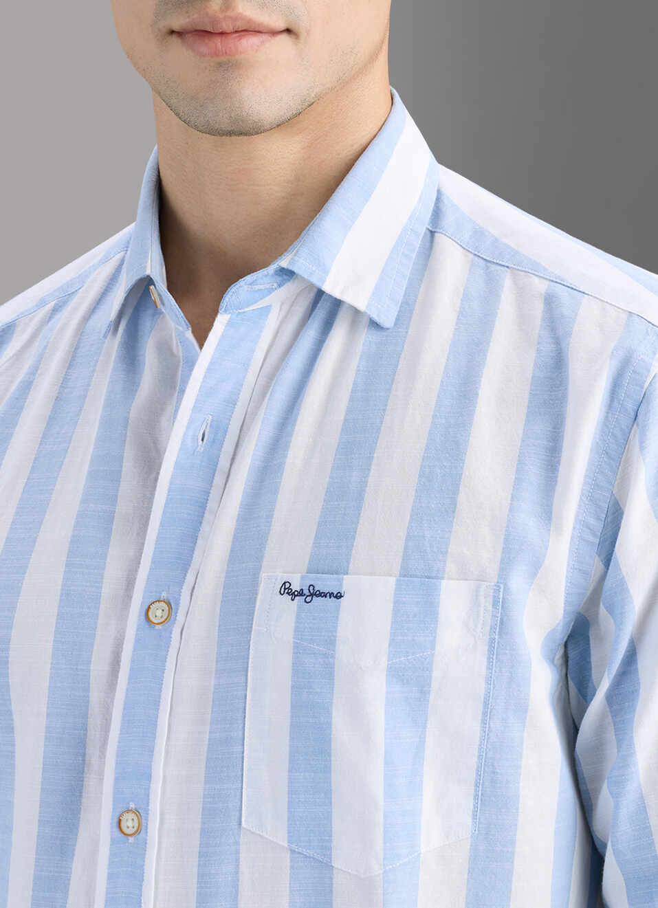 Men Blue Striped Shirt, , large image number 1