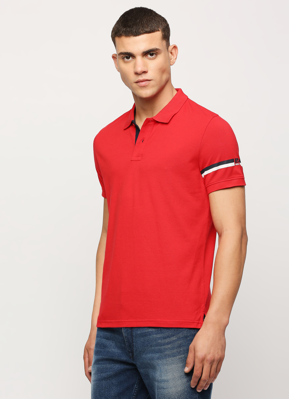 Red Solid Short Sleeve Polo, , large image number 3