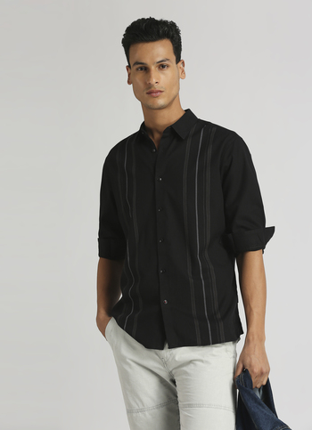Black Stripes Yarn Dyed Premium Long Sleeve Shirt