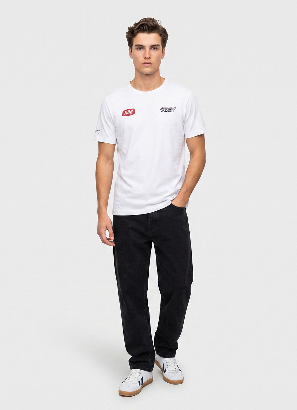Men White Back Print Crew Neck T-shirt, , large image number 5