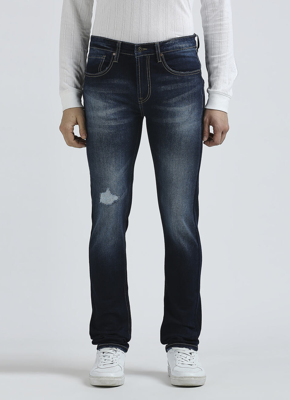 Vapour Blue Mid Rise Slim Jeans, , large image number 2