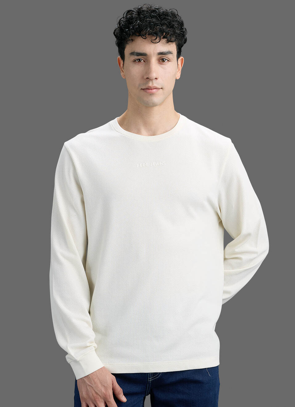 Men Off White Printed Slim Fit Long Sleeve T-shirt, , large image number 5