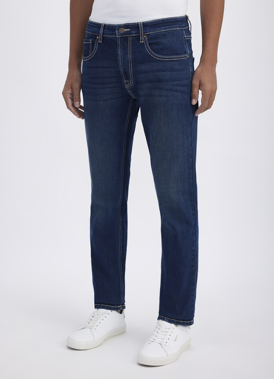 Men Tinted Blue Straight Fit Mid Rise Jeans , , large image number 3