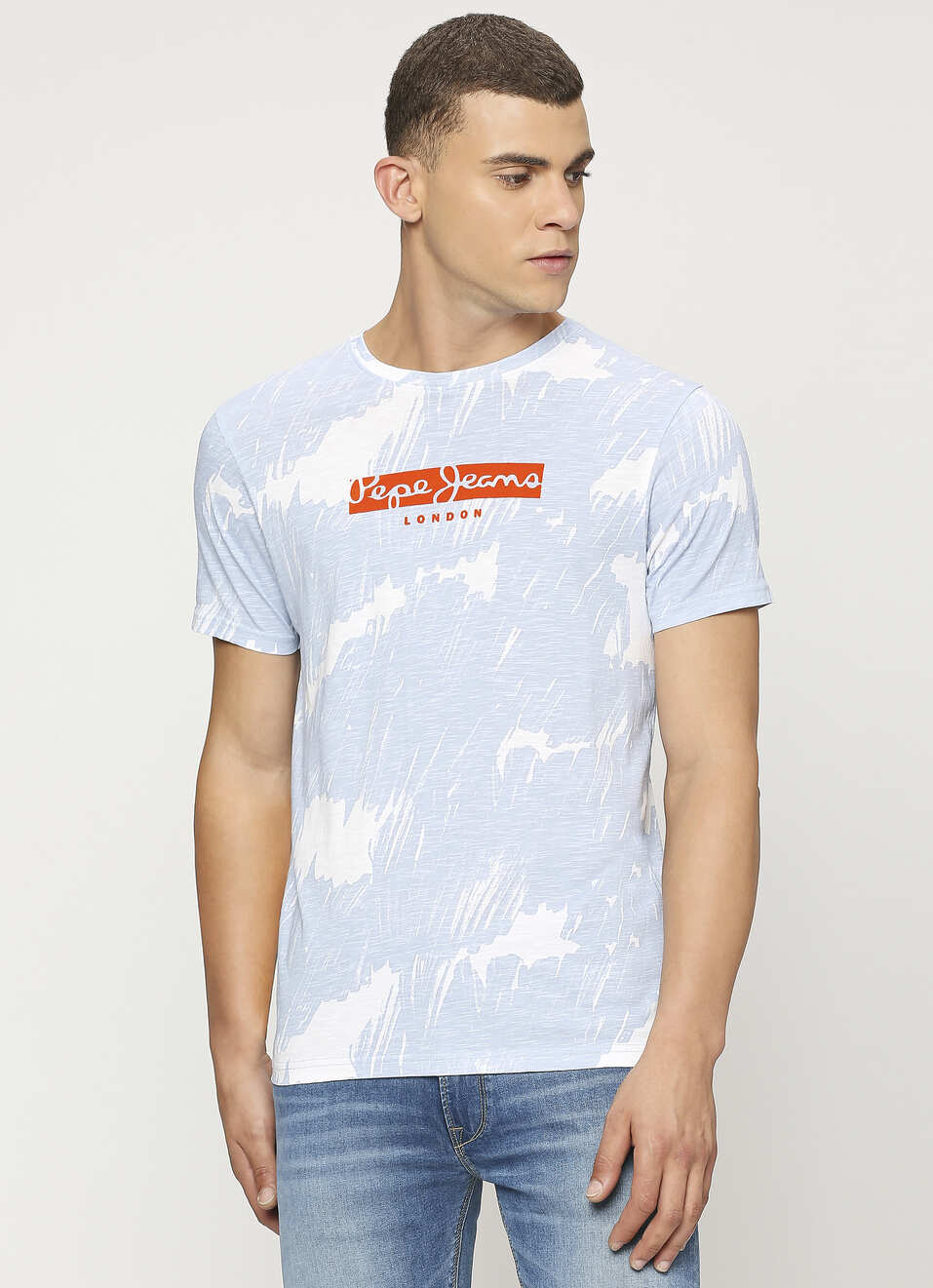 Blue All-over Abstract Printed Tee, , large image number 1
