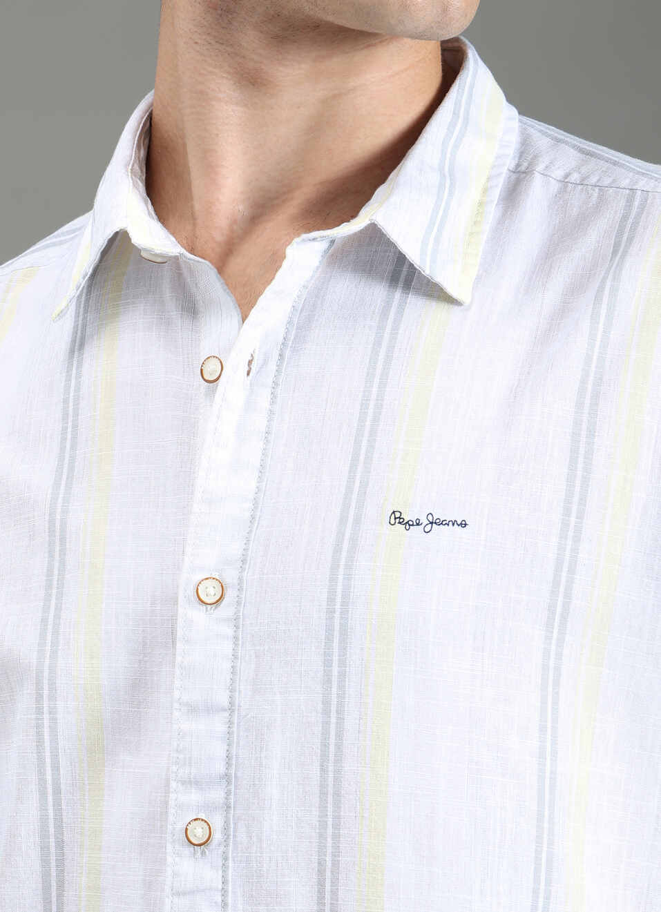 Men Beige Striped Shirt, , large image number 6