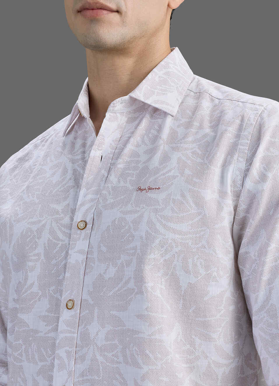 Men White Printed Long Sleeve Shirt, , large image number 1