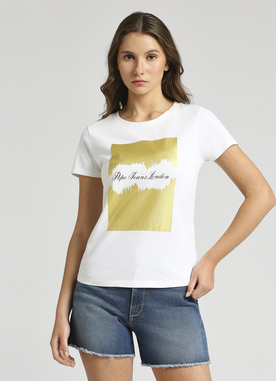White Foil Print Short Sleeve T-shirt, , large image number 1
