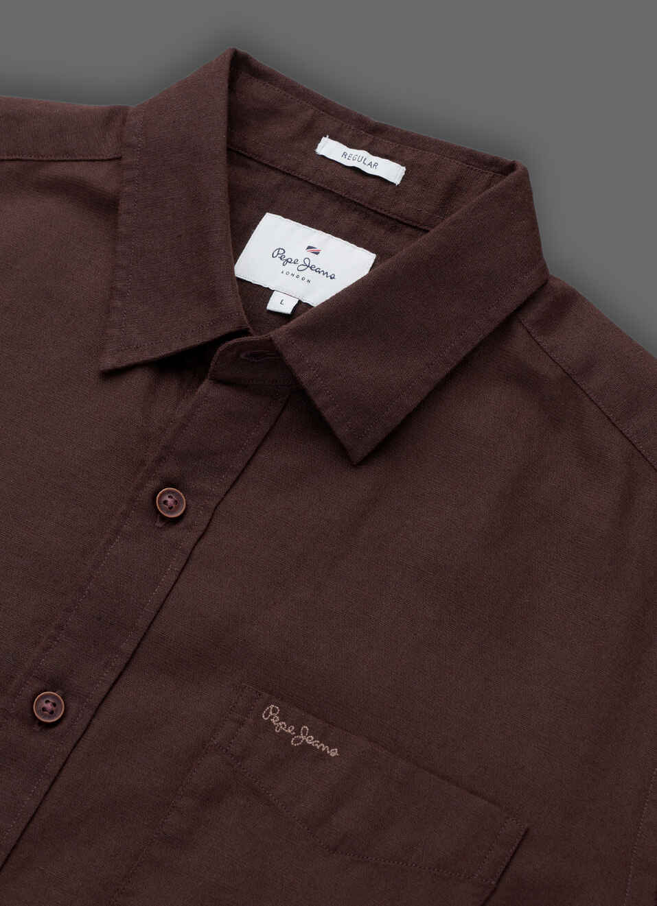Men Brown Solid Cotton Linen Short Sleeve Shirt, , large image number 3