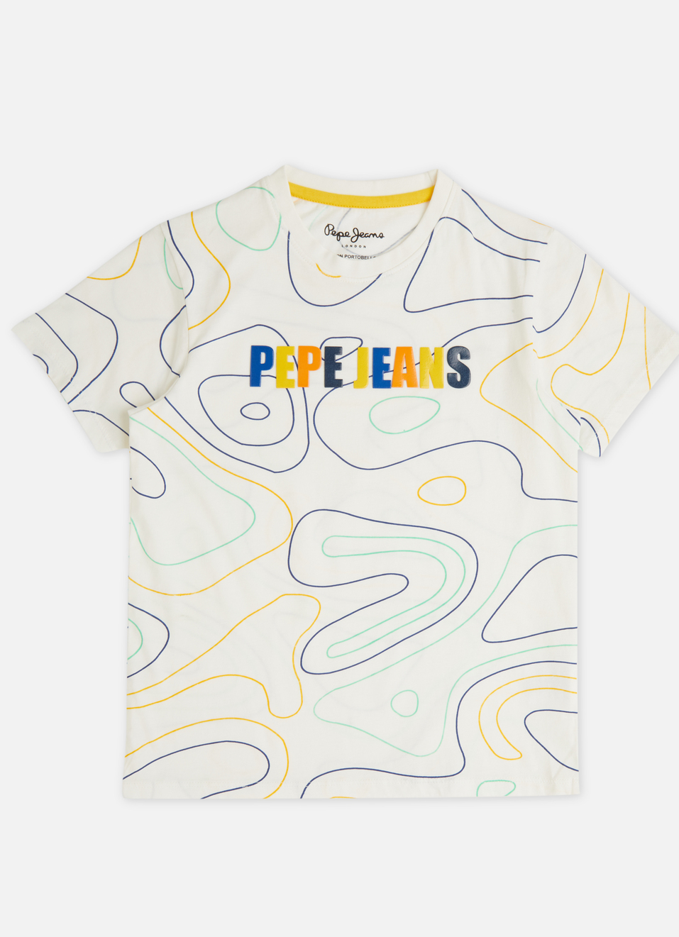 Boys Off White Abstract Print Short Sleeve T-shirt, , large image number 0