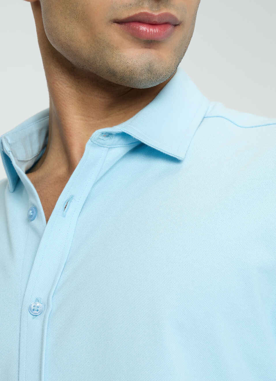 Men Blue Solid Shirt, , large image number 6