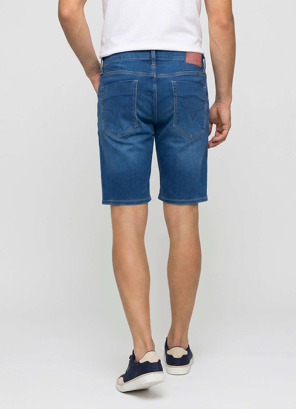 Men Blue Slim Fit Mid Rise Stretchable Denim Shorts, , large image number 3