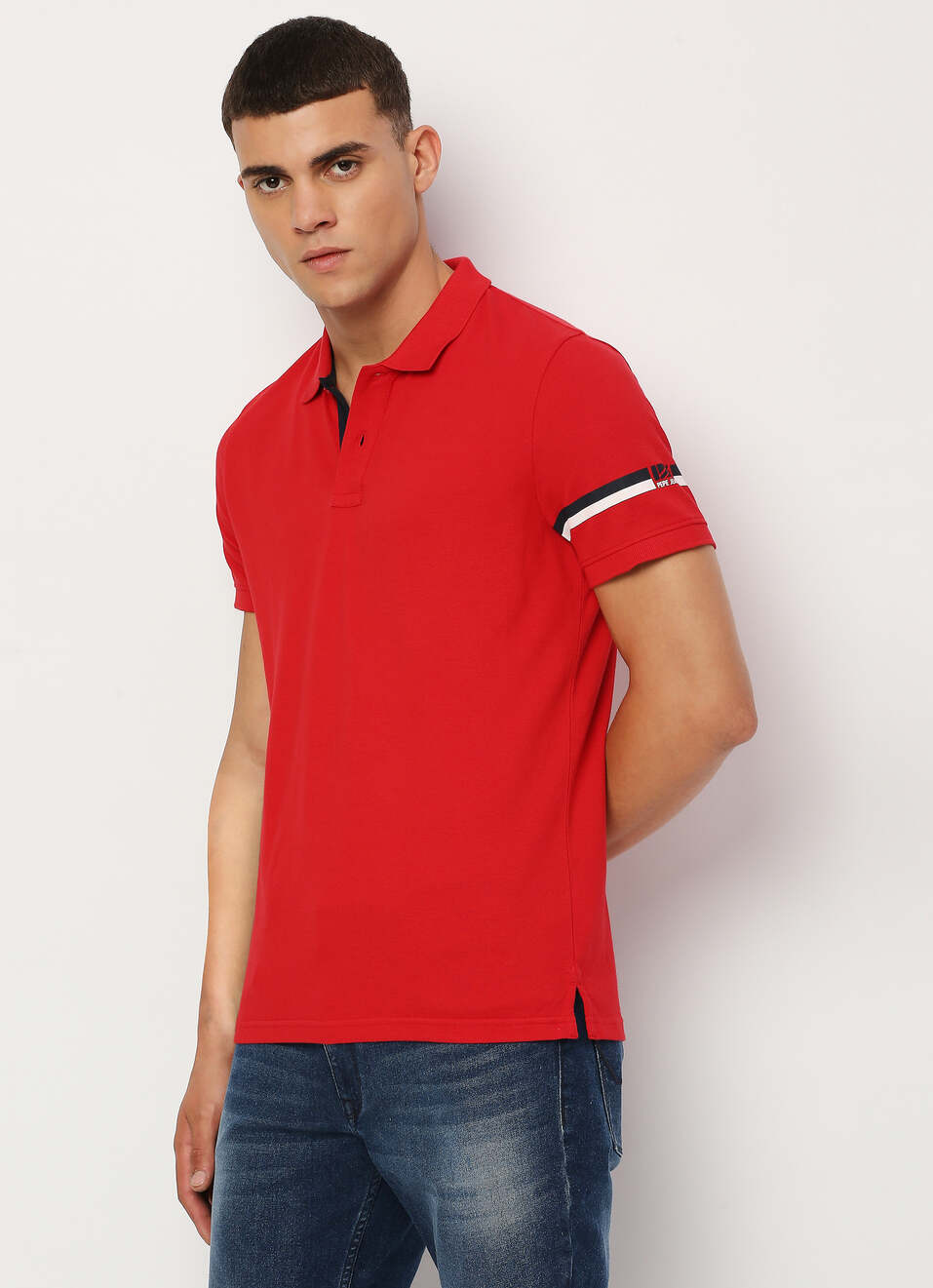 Red Solid Short Sleeve Polo, , large image number 0