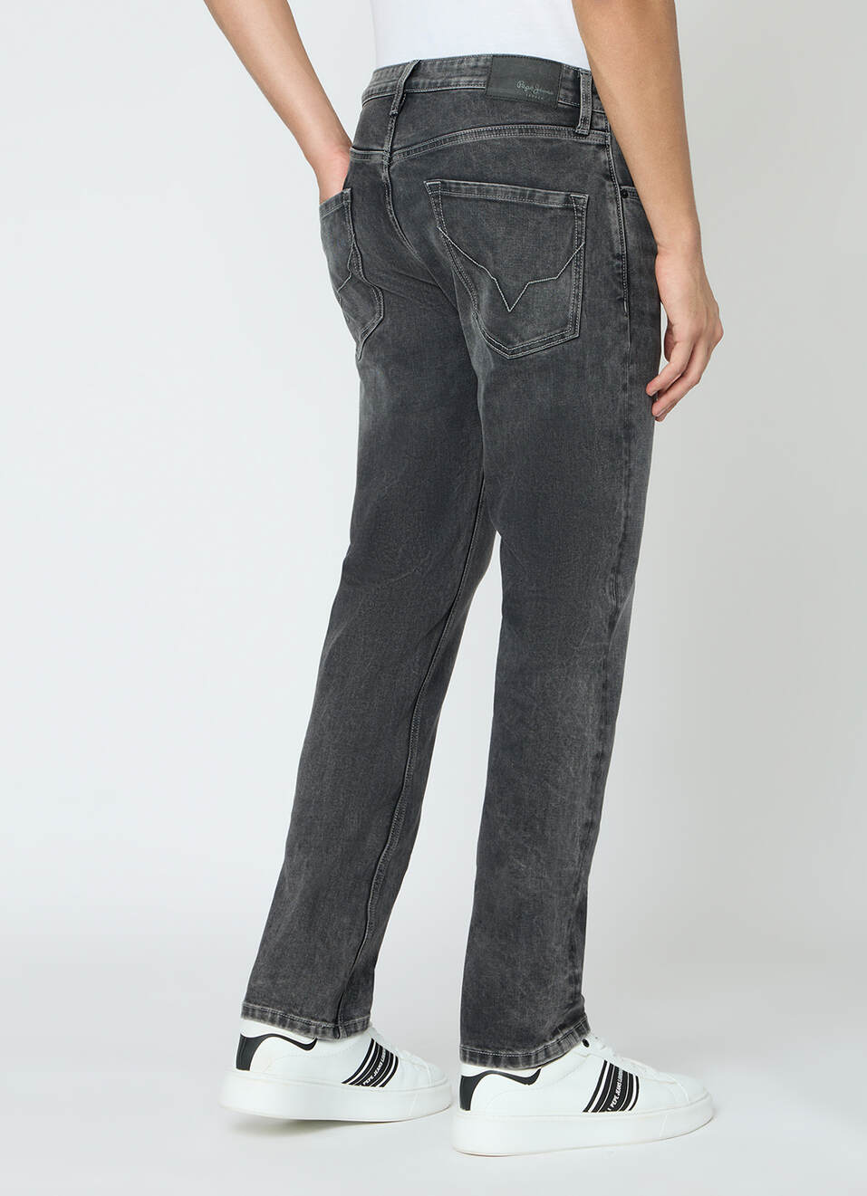 Men Grey Mid Rise Straight Fit Stretchable Jeans, , large image number 3