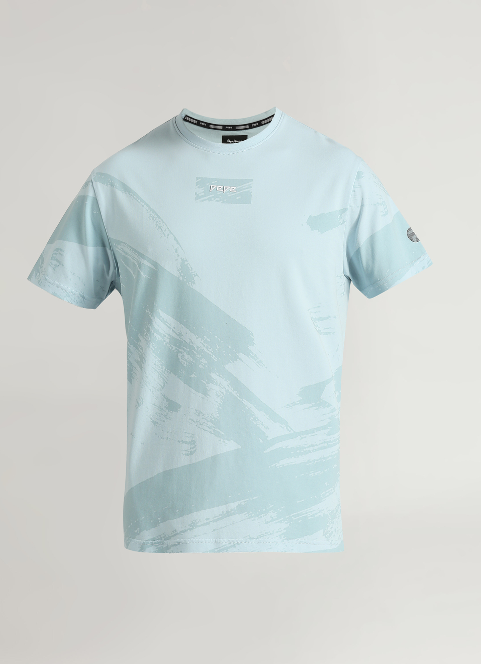 Blue All-over Print Short Sleeve Stretch T-shirt, , large image number 6