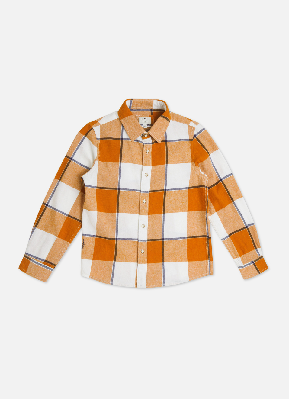 Boys Orange Check Full Sleeve Shirt, , large image number 0