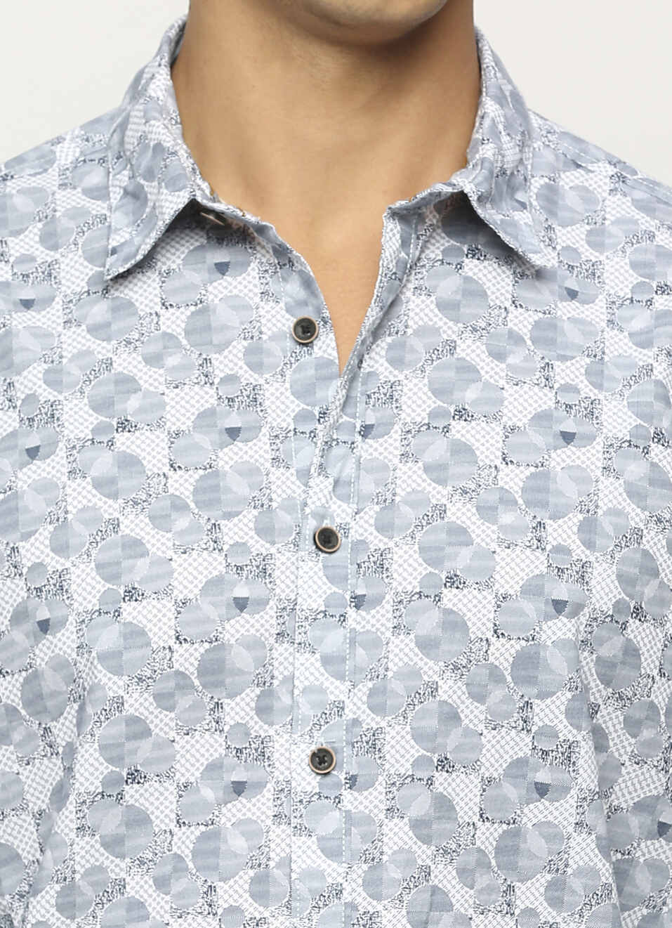 Grey All Over Printed Slim Fit Shirt, , large image number 4
