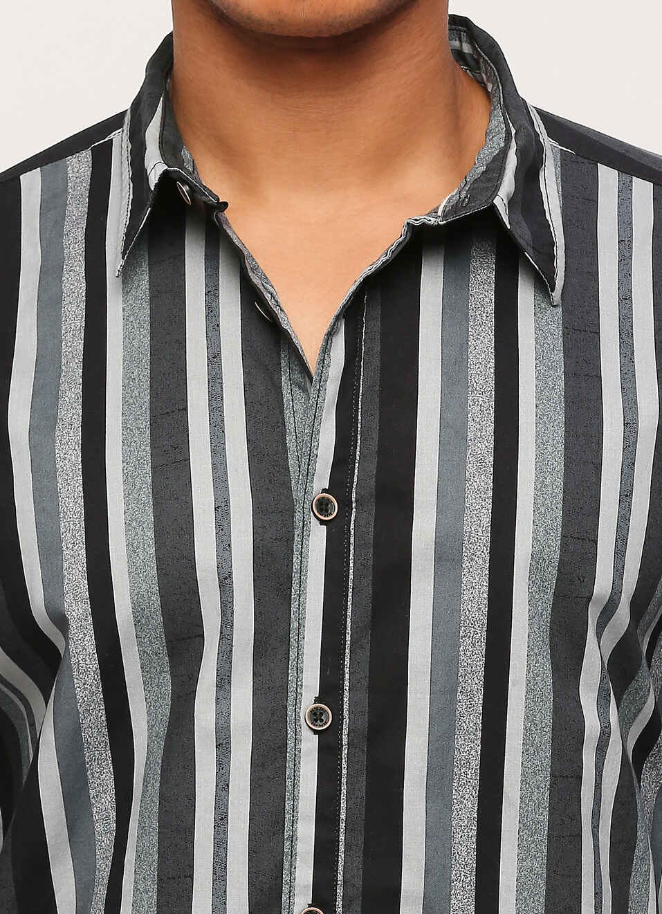 Grey Striped Full Slevee Shirt, , large image number 4