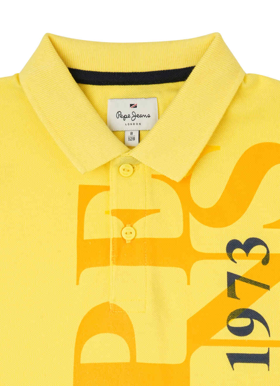 Boys Pop Yellow Brand Print Pique Short Sleeve Polo, , large image number 2