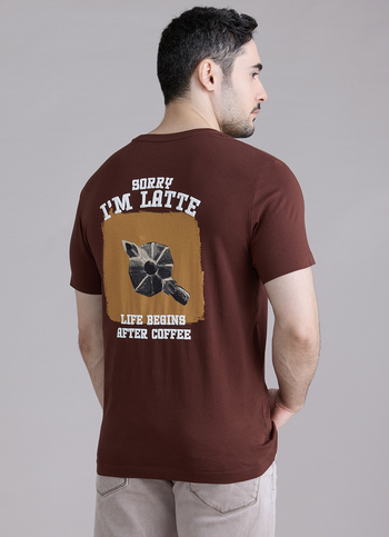 Men Brown Printed Relaxed Fit Short Sleeve T-shirt