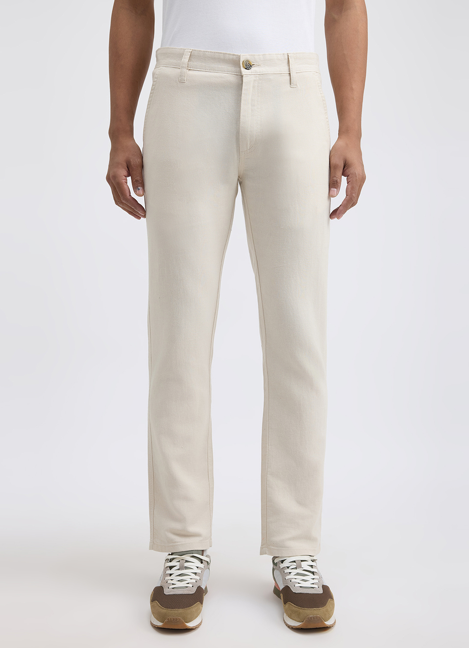 Men Ecru Mid Rise Chinos, , large image number 5