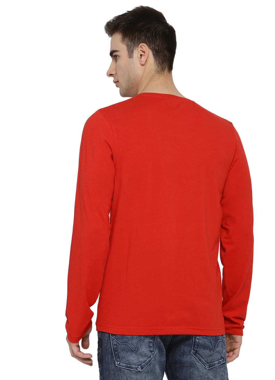 Twinstar Solid Round Neck Tees With Placement Print, , large image number 1