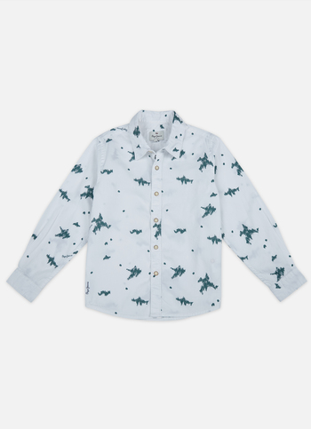 Boys White All Over Abstract Print Full Sleeve Shirt