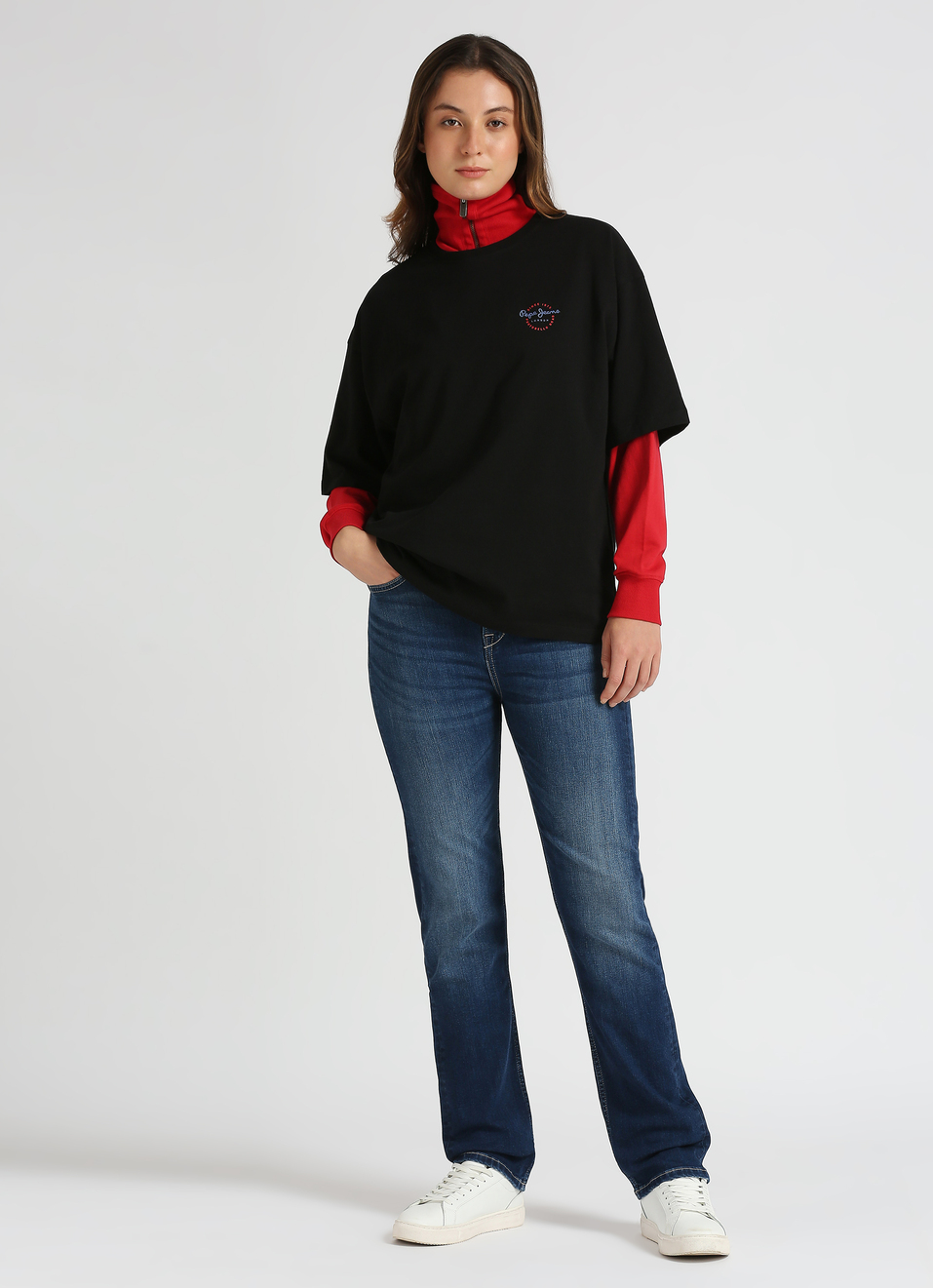 Red Back Print Short Sleeve Oversized T-shirt, , large image number 5