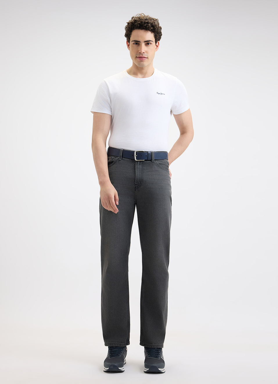 Men Grey Relaxed Fit Mid Rise Baggy Jeans , , large image number 1