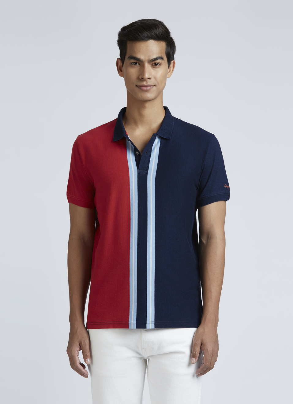 Blue Stripes Short Sleeve Polo, , large image number 1