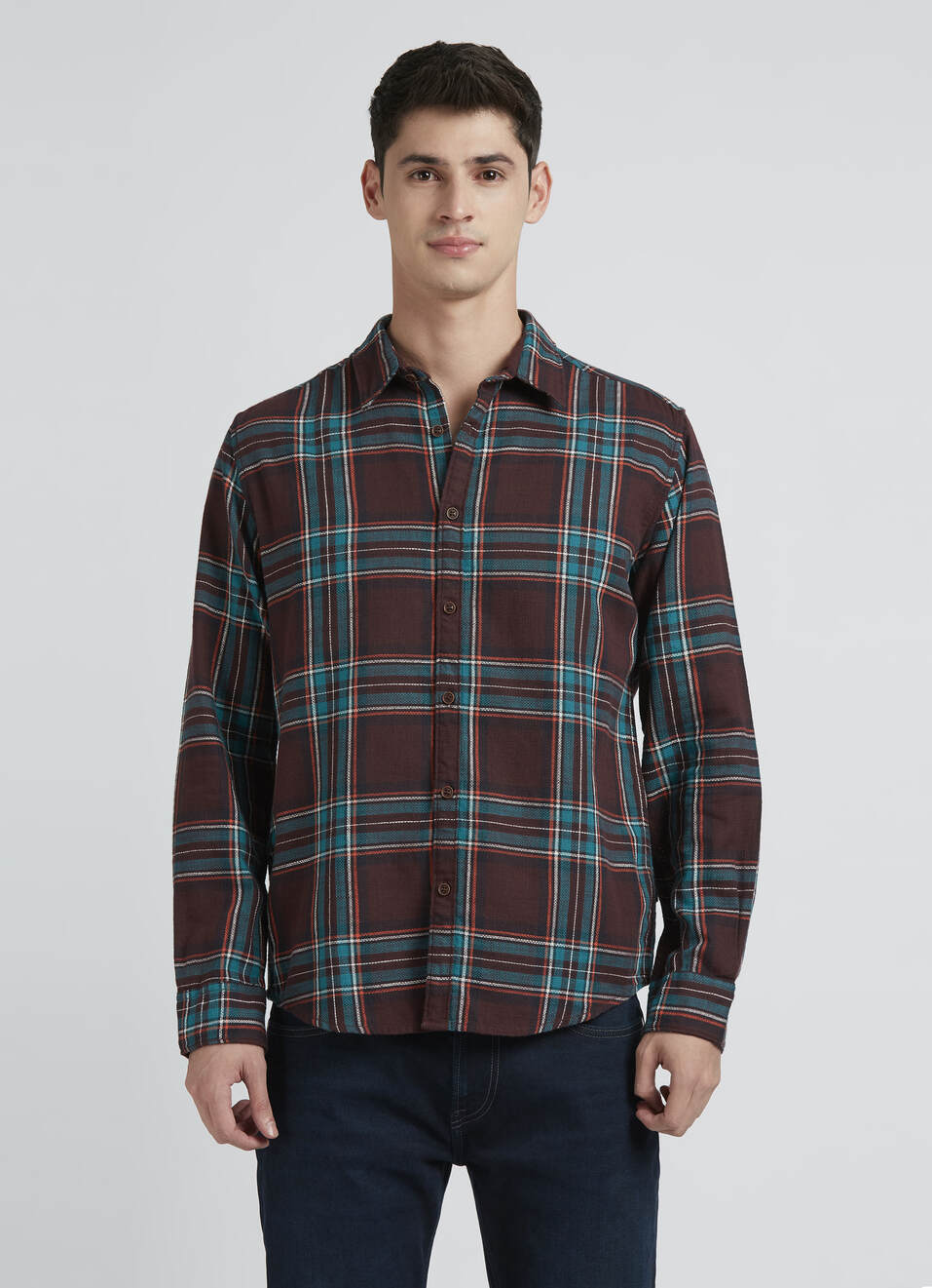 Brown Check Full Sleeve Shirt, , large image number 1