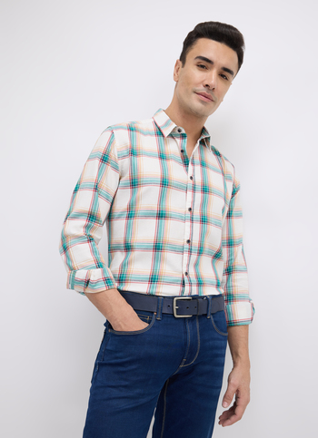 Men Green Check Full Sleeve Shirt