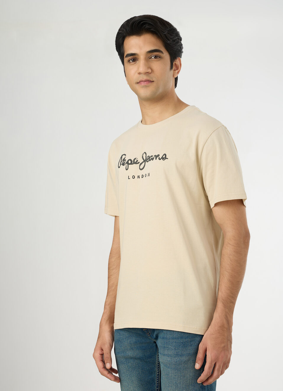 Men Light Beige Oversized Back Print T-shirt, , large image number 3