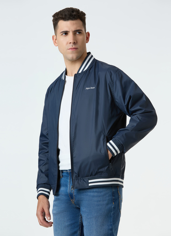 Men Navy Full Sleeve Lightweight Jacket