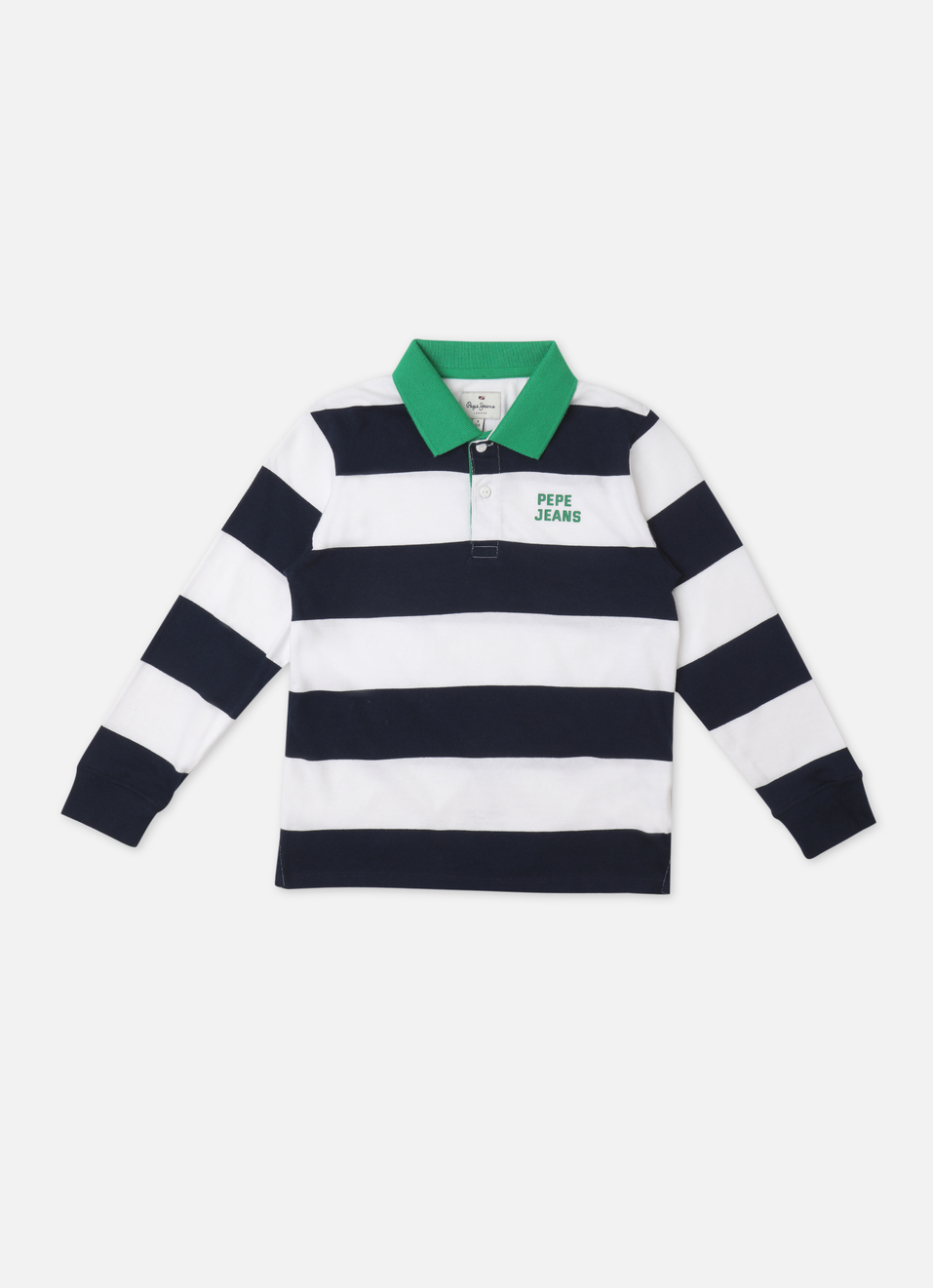 Boys Blue Stripe Full Sleeve Polo, , large image number 0
