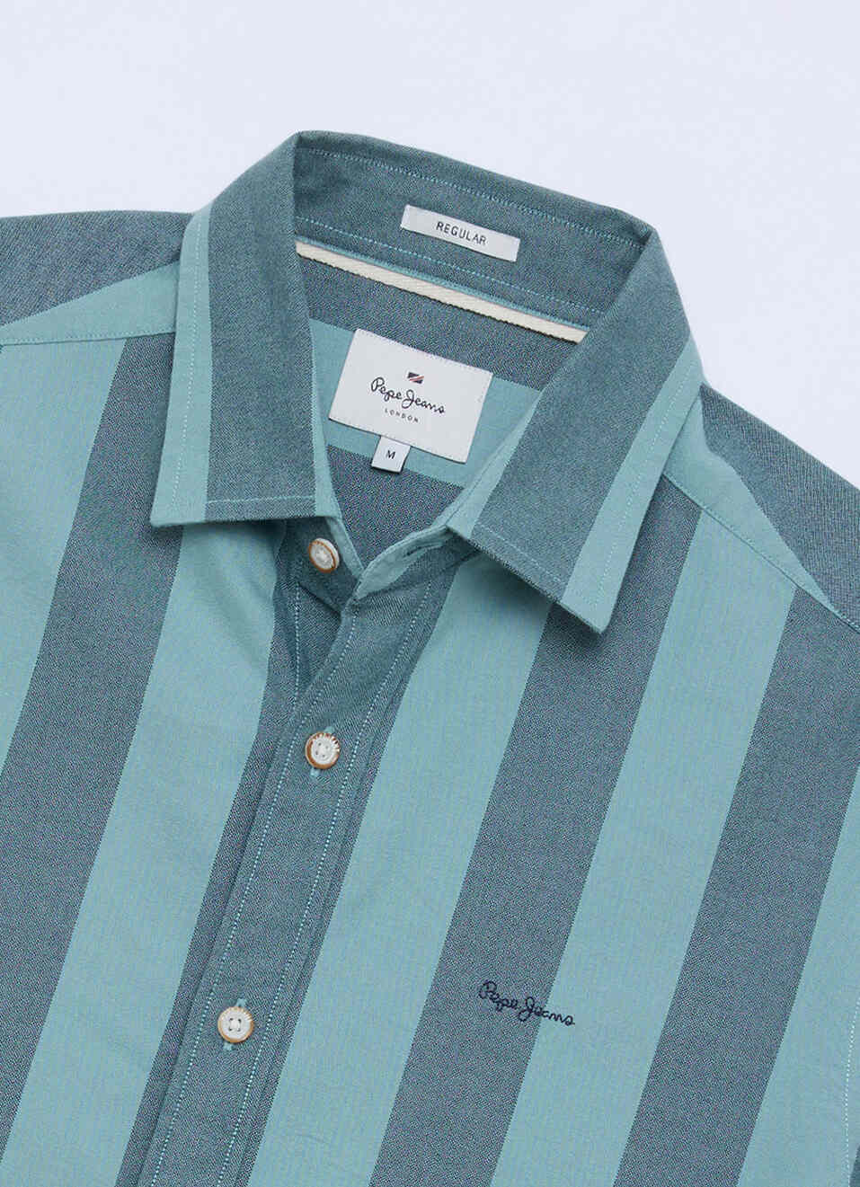 Men Green Striped Oxford Long Sleeve Shirt, , large image number 6