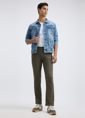 Men Green Mid Rise Chinos