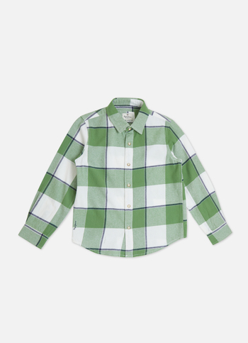 Boys Green Check Full Sleeve Shirt