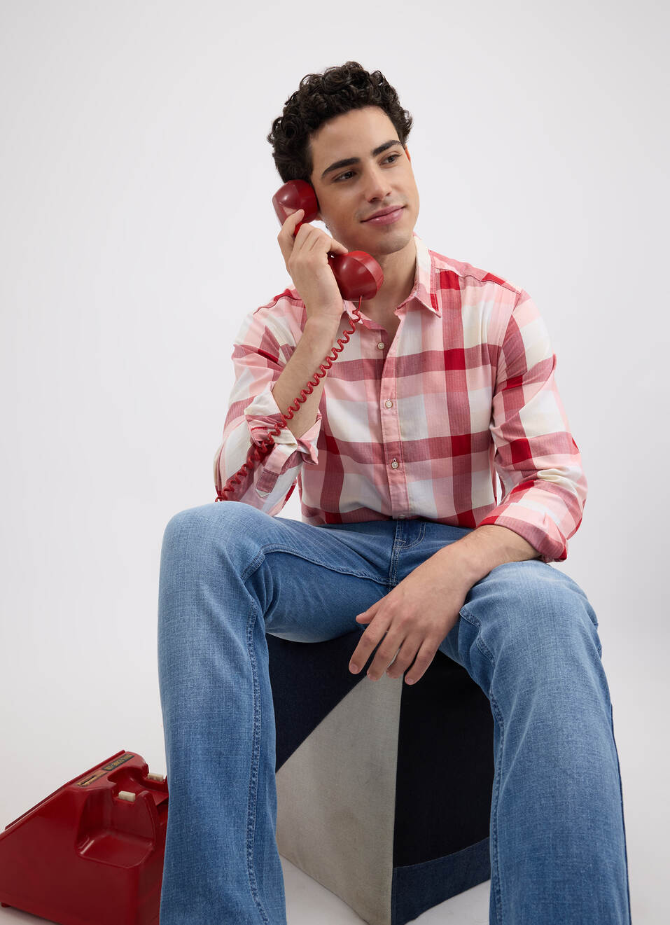 Men Peach Check Full Sleeve Shirt, , large image number 5