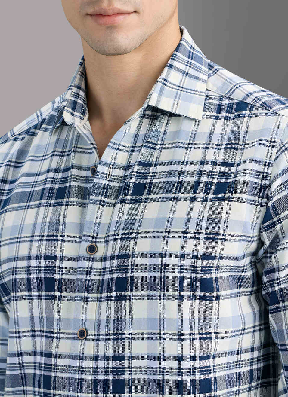 Men Blue Checked Shirt, , large image number 1